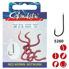 Крючок с поводком Gamakatsu BKD-5260B(R) Red Worm